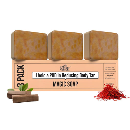Ghar Detan Magic Soap – Sandalwood & Saffron Skin Brightening Bar (Pack of 3)